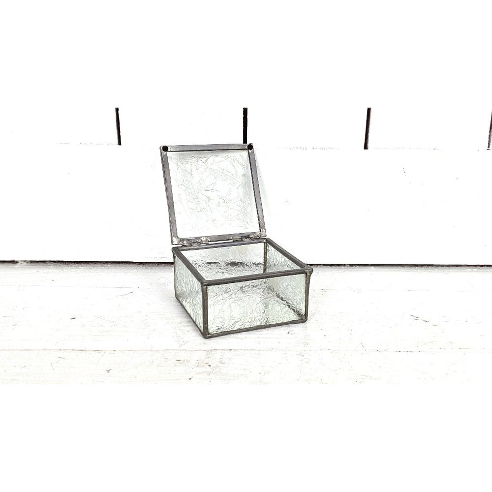 Vintage beveled mirror glass trinket jewelry ring box
